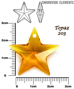 SWAROVSKI Starfish 6714 Pendant barva TOPAZ velikost 28mm.