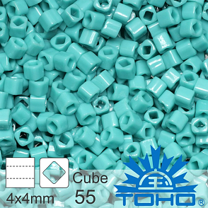Korálky TOHO Cubes 6/0. Barva 55 Opaque Turquoise. Balení 10g. 