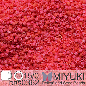 Korálky Miyuki Delica 15/0. Barva DBS 0362 Matte Opaque Red Luster. Balení 2g.