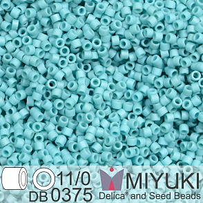 Korálky Miyuki Delica 11/0. Barva Matte Opaque Turquoise Blue Luster DB0375. Balení 5g.