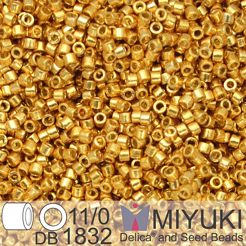Korálky Miyuki Delica 11/0. Barva Duracoat Galvanized Gold  DB1832. Balení 5g.