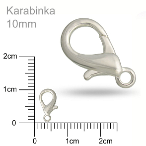 Karabinka velikost 10mm  barva stříbrná
