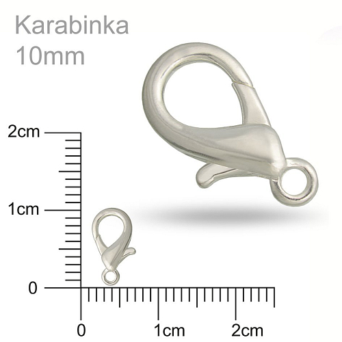 Karabinka velikost 10mm  barva stříbrná