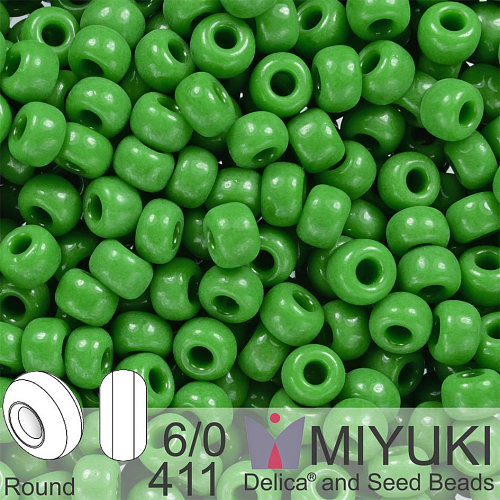 Korálky Miyuki Round 6/0. Barva 411 Op Green. Balení 5g