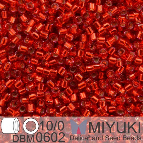 Korálky Miyuki Delica 10/0. Barva Dyed S/L Red DBM0602. Balení 5g.