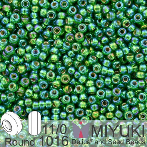Korálky Miyuki Round 11/0. Barva 1016 S/L Green AB . Balení 5g