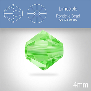 PRECIOSA Bicone MC BEAD (sluníčko) velikost 4mm. Barva LIMECICLE. Balení 31ks .