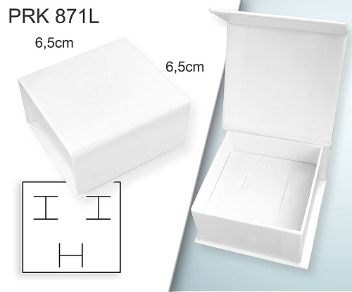 Krabička na šperky. Materiál papír . Ozn. PRK 871L. Velikost 6,5x6,5cm. Barva Bílá s překlopem
