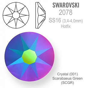 SWAROVSKI xirius rose HOTFIX 2078 velikost SS16 barva Crystal Scarabaeus Green 