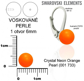 SWAROVSKI 5818 Voskované Perle 1otvor barva CRYSTAL NEON ORANGE PEARL velikost 6mm. 
