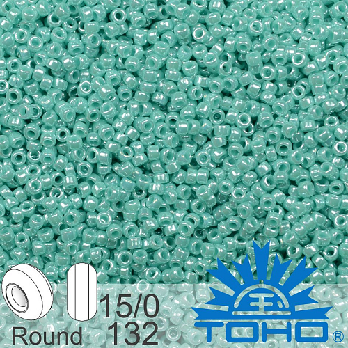 Korálky TOHO tvar ROUND (kulaté). Velikost 15/0. Barva č.132 Opaque-Lustered Turquoise. Balení 5g.