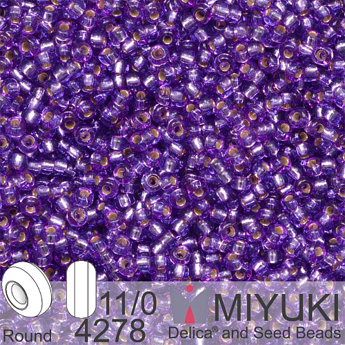 Korálky Miyuki Round 11/0. Barva 4278 Duracoat Silverlined Dyed Dk Orchid. Balení 5g.