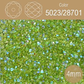 Korálky BROUŠENÉ 4mm. Barva 5023/28701. Průhledná zelená. Balení 120Ks.