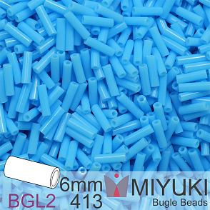 Korálky Miyuki Bugle Bead 6mm. Barva BGL2-413 Opaque Turquoise Blue. Balení 10g.