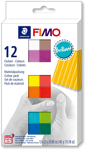 FIMO Soft Brilant v balení 12 barevných bloků FIMO po 25g.
