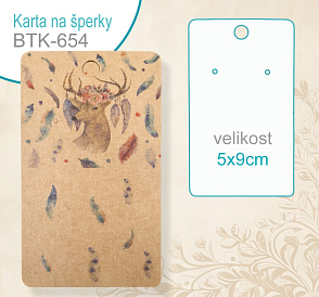 KARTA na šperky BTK 654. Velikost karty 5x9cm. Materiál PAPÍR.