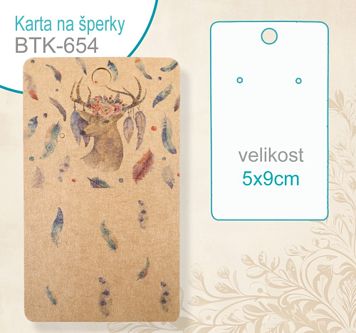 KARTA na šperky BTK 654. Velikost karty 5x9cm. Materiál PAPÍR.