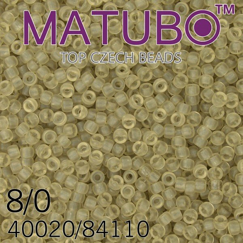 Korálky MATUBO™ mačkané rokajlové korálky. Velikost 8/0 (3,1mm). Barva 40020/84110 KOUŘOVÝ TOPAZ MATNÝ. Balení 10g.