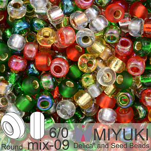 Korálky Miyuki MIX Round 6/0. Barva 09 Happy Holidays. Balení 5g