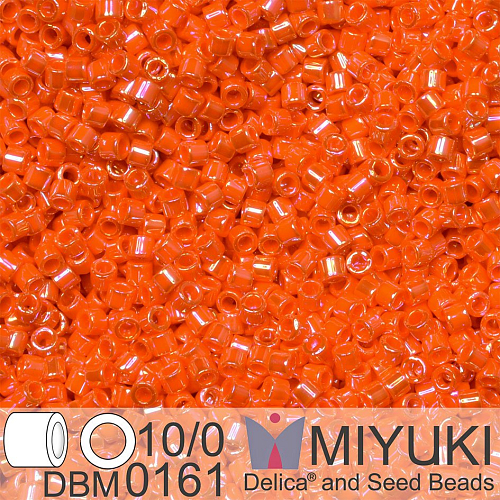 Korálky Miyuki Delica 10/0. Barva Opaque Orange AB DBM0161. Balení 5g.