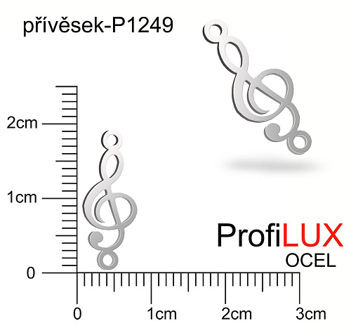 Přívěsek Ocel ozn-P1249 HOUSLOVÝ Klíč 2x očko  velikost 18x7,5mm tl.1,2mm. Řada přívěsků ProfiLUX