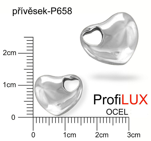 Přívěsek Chirurgická Ocel ozn-P658 SRDCE s otvorem velikost 13x15mm. Řada přívěsků ProfiLUX