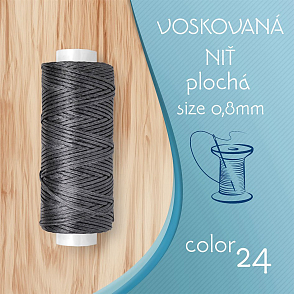 Voskovaná nit 0,8mm PLOCHÁ cívka 30m barva č.24 Dark Gray