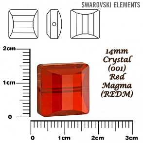 SWAROVSKI Stairway BEAD 5624 barva CRYSTAL RED MAGMA velikost 14mm.
