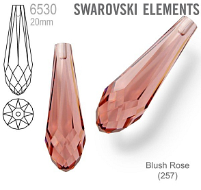 SWAROVSKI 6530 Pure Drop Pendant velikost 20mm. Barva Blush Rose 