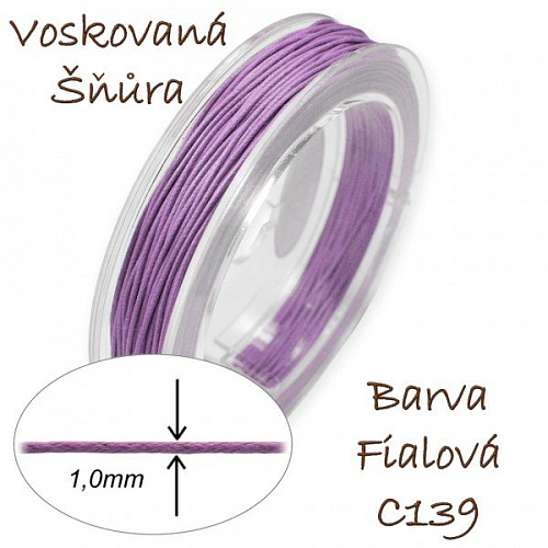 Voskovaná šňůra-síla 1,0mm v barvě fialové číslo C139