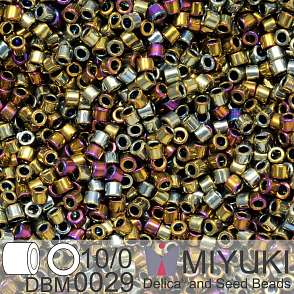 Korálky Miyuki Delica 10/0. Barva Metallic Golden Olive Iris DBM0029. Balení 5g.