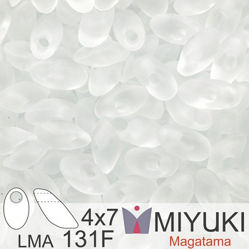 Korálky MIYUKI tvar Long MAGATAMA velikost 4x7mm. Barva LMA-131F Matte Transparent Crystal. Balení 5g.