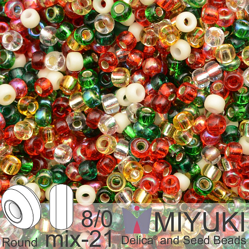 Korálky Miyuki Round 8/0. Barva MIX 21 Christmas. Balení 5g
