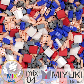 Korálky MIYUKI směs tvar TL-HTL-QTL BEADS . Barva MIX 04 Love . Balení 5g.