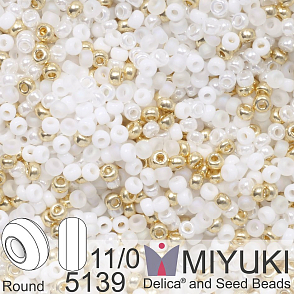 Korálky Miyuki Round 11/0. Barva Bridal Mix 5139. Balení 5g.