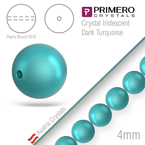 Korálky PRIMERO Crystals 5810. Barva Crystal Iridescent Dark Turquoise. Velikost 4mm balení-50Ks.