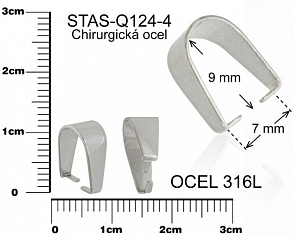 Šlupna CHIRURGICKÁ OCEL ozn.-STAS-Q124-4. velikost 8x10mm