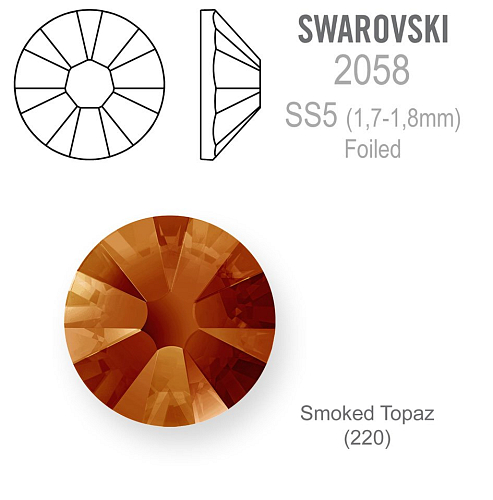 SWAROVSKI 2058 XILION FOILED velikost SS5 barva SMOKED TOPAZ 