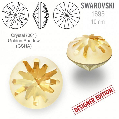 Swarovski 1695 Sea Urchin Round Stone PF velikost 10mm. Barva Crystal (001) Golden Shadow (GSHA).