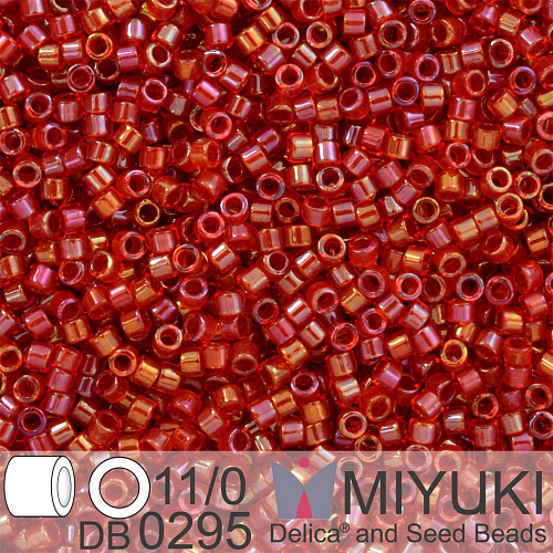 Korálky Miyuki Delica 11/0. Barva Lined Red AB DB0295. Balení 5g