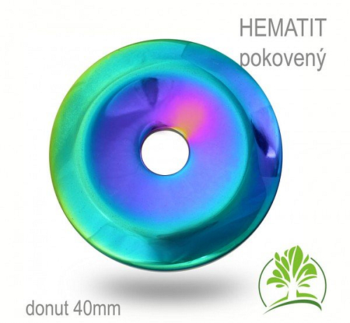 Kámen HEMATIT pokovený donut-o pr. 40mm tl.6,0mm.