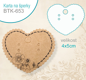 KARTA na šperky BTK 653. Velikost karty 4x5cm. Materiál PAPÍR.