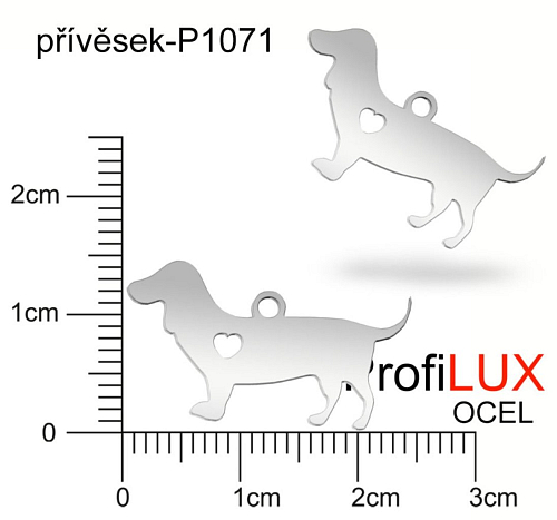 Přívěsek Ocel ozn-P1071 JEZEVČÍK velikost 24x14mm tl.1.0mm. Velikost otvoru pr. 1,5mm . Řada přívěsků ProfiLUX. 