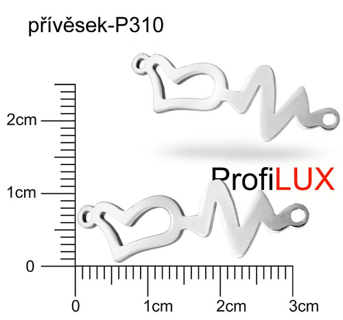 Přívěsek Chirurgická Ocel ozn-P310 přívěsek SRDCE s kardiogramem velikost 31,5x10mm tl.1.0mm. Řada přívěsků ProfiLUX. 