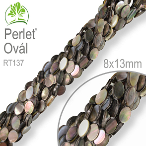 Korálky přírodní perleťové OVÁL . Ozn. RT137. Velikost 8x13mm. Balení 30Ks.