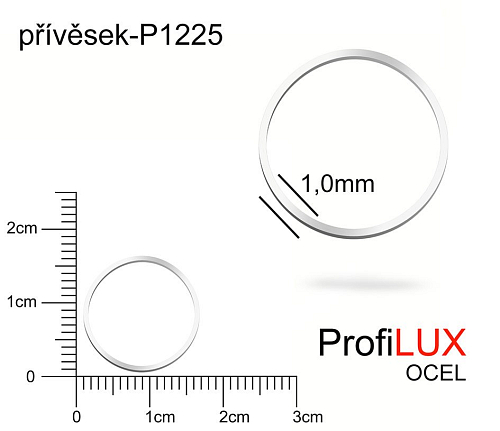Přívěsek Ocel ozn-P1225 KRUH velikost pr.16mm. Síla 1,0mm. Řada přívěsků ProfiLUX