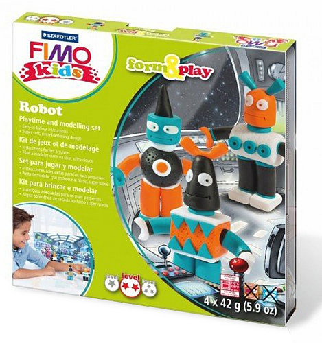 Sada pro děti Fimo kids Form & Play motiv Roboti.