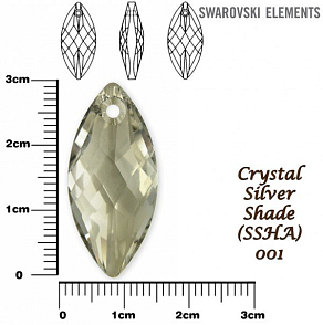 SWAROVSKI Navette Pendant barva SILVER SHADE velikost 30x14mm.