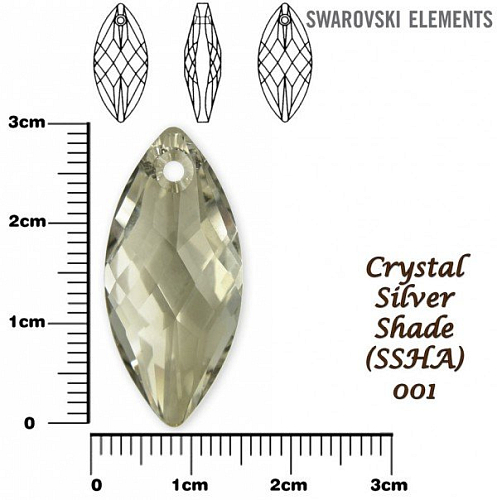 SWAROVSKI Navette Pendant barva SILVER SHADE velikost 30x14mm.