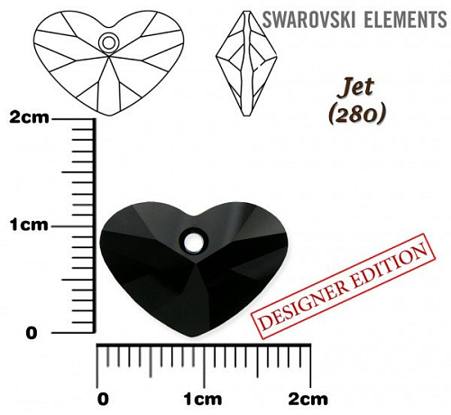 SWAROVSKI 6260 Crazy 4 U Heart barva JET velikost 17mm.